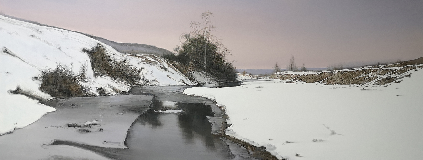 《瑞雪初霁 陆庆龙 油画 70cmx200cm 2020