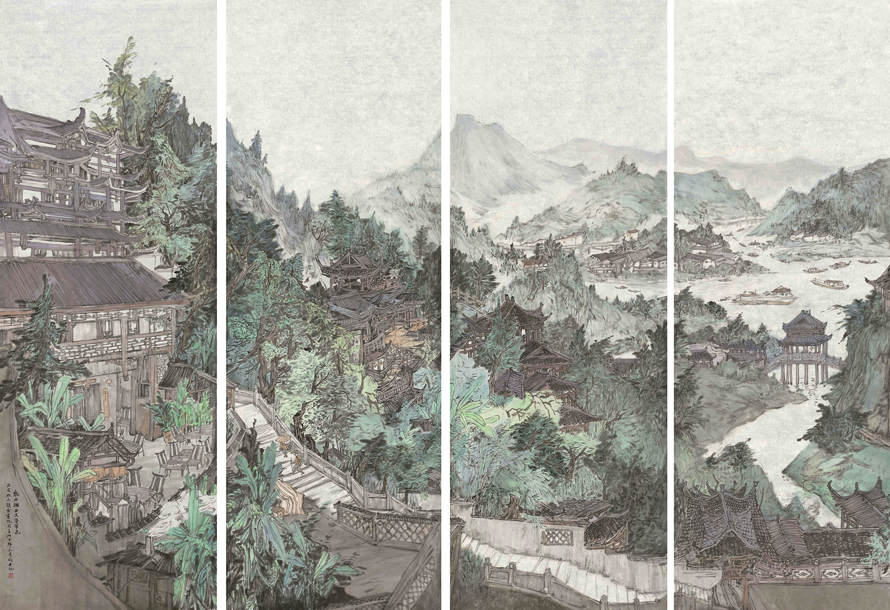 《魅力湘西芙蓉翠色 王顾宇 中国画138cmx48cmx4 2020