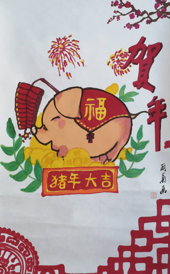 福猪闹新春,百幅贺岁国画挂历免费送