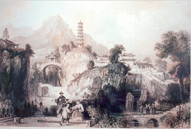 1843年英国版画 苏州虎丘景观