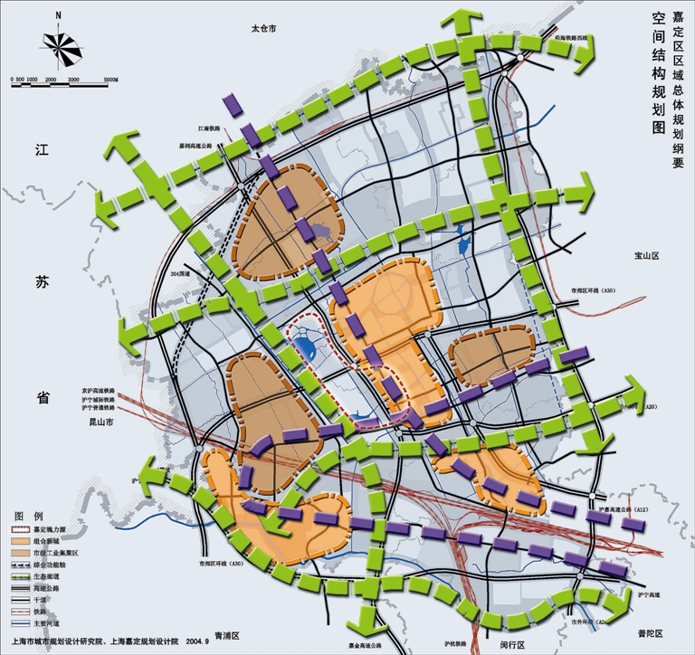 空間結構規劃圖空間結構規劃圖12月23日,在《嘉定新城核心區規劃方案