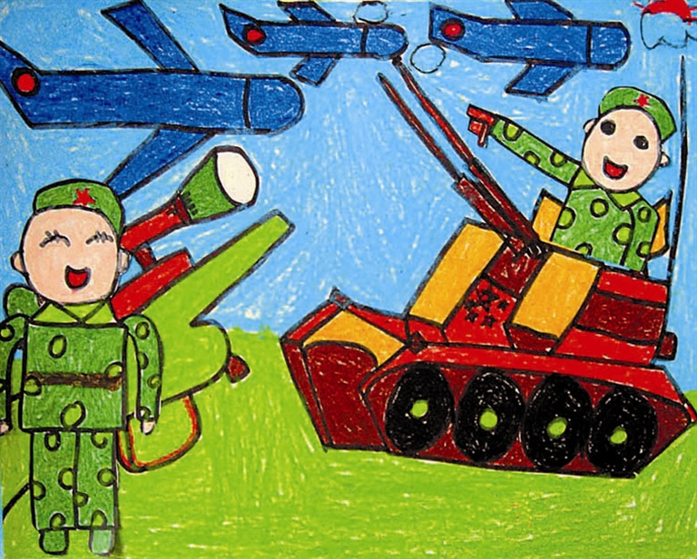 解放战争小学绘画图片