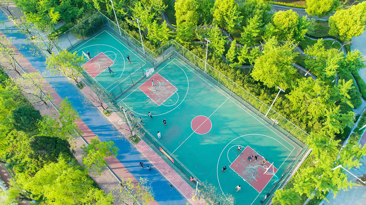 溉澜溪体育公园篮球场图片