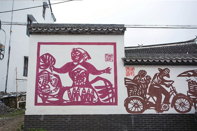 画在墙上的剪纸艺术