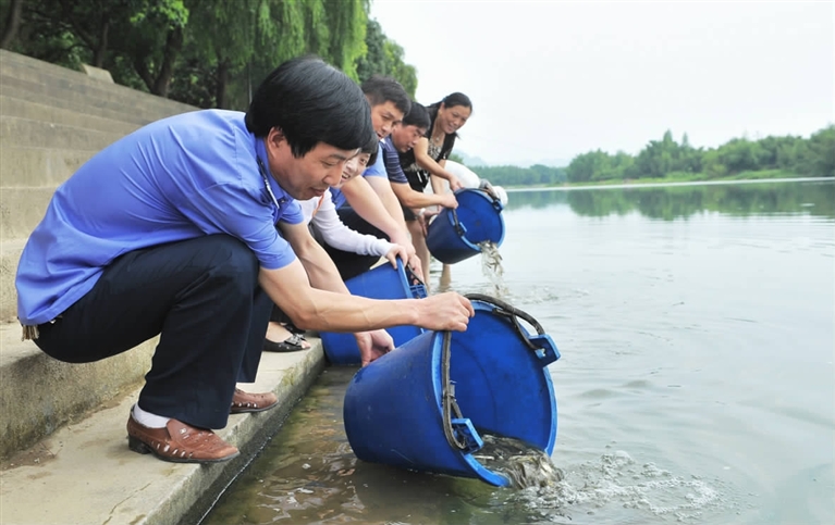 於潛,玲瓏,昌化和昌北地區開展增殖放流活動,將50萬尾魚苗投放天目溪